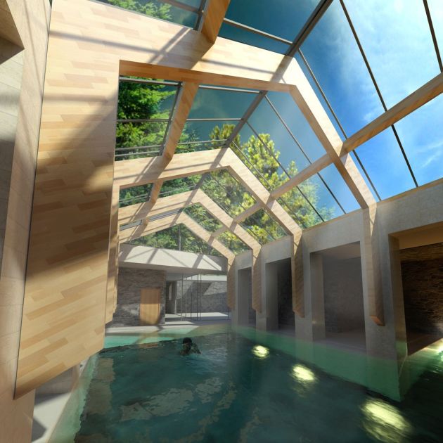 Projekt Hotelu Sorka. Widok od strony jeziora.